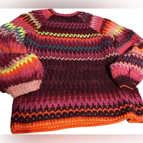 Free People Castle in the Sky Boho Multi Colored Sweater, Oversize Medium - Picture 7 of 8
